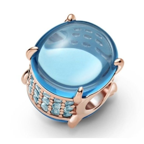 New Pandora Sterling Silver Blue Oval Cabochon Charm 799309C0 - Picture 3 of 5